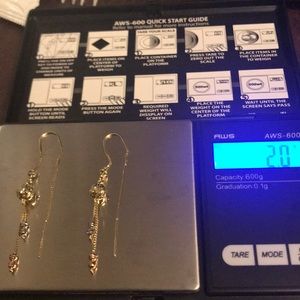 14k Dangle Earrings Tri-Color Gold